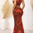EDITCOZY Women Sexy Bodycon Maxi Dress Beach Backless Vacation Sundress | Tie Dye, Halter, Sleeveless, Open Back Cut Out, Long Mermaid Dresses, Summer, Birthday Party, Going Out, Date Night (Red, M)