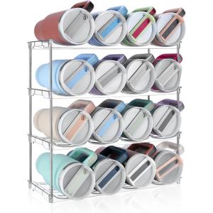 Stackable Water Bottle Organizer, Large Compartment Water Bottle Holder for Stanley 40 oz Tumbler, Kitchen Storage Organizer for Stanley Cup Accessories, Tumbler Organizer Wine Rack - Hold 16 Bottles