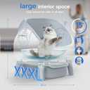 Open-Top Self Cleaning Litter Box, Automatic Cat Litter Box for Multiple Cats, APP Control, Safety Protection, Includes Trash Bags, White/Grey