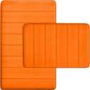 Bathroom Rugs Set 2 Piece Memory Foam Bath Rugs Non-Slip Bath Mat,Washable Room Mats,Absorbent Shaggy Rugs Super Soft Kitchen Mats, Batroom Carpets for Bathroom,Tub,Shower Home Decor Orange
