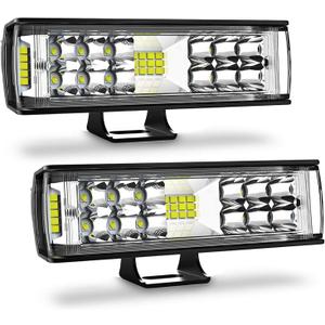 AUTOFEEL Led Light Bar, 7 inch Led Pods Light with 5500LM 6500K White Lighting, 2Pcs 60W Flood Spotlight Fog Beam Combo for Off Road Driving/Night Driving, Compatible with Truck ATV Boat SUV Motorbike