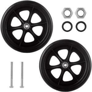 2Pcs 11.3" Walker Wheels, Wheelchair Front Wheels with 2 Axles, Rubber Rollator Wheel Replacement, Universal Wheelchair Replacement Wheel Accessories, Black