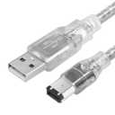 Firewire to USB Adapter Cable 6-Pin IEEE 1394 Male to USB 2.0 Male Converter Firewire 400 1394-a to USB A Connector Cord for Digital Video Camera Printer Hard Disk (Clear Cable)