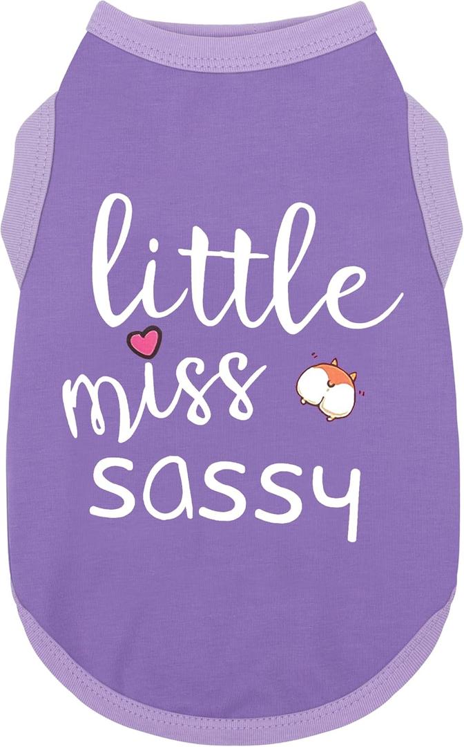 Paiaite Dog Clothes Fashionable Sleeveless Pet Vest: 'Little Miss Sassy' Printed Cotton Dog Shirt, Ideal for Small, Medium, and Large Breeds, Ensuring Comfort and Breathability Purple 3XL