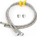 Klabb 32-Inch Stainless Steel Braided Faucet Supply Line, 3/8" Compression Inlet with 1/2" Adapter and M10 Faucet Connection for Bathroom & Kitchen Sinks