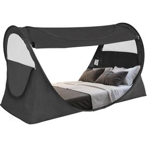 Alvantor Privacy Pop Up Bed Tent for Twin Bed, Easy Setup Blackout and Breathable Mesh Bed Canopy Lightweight Portable Sleep Pod with Carry Bag Dream Tent for Indoor Outdoor Use- Twin/Black, 41"W x 77"L