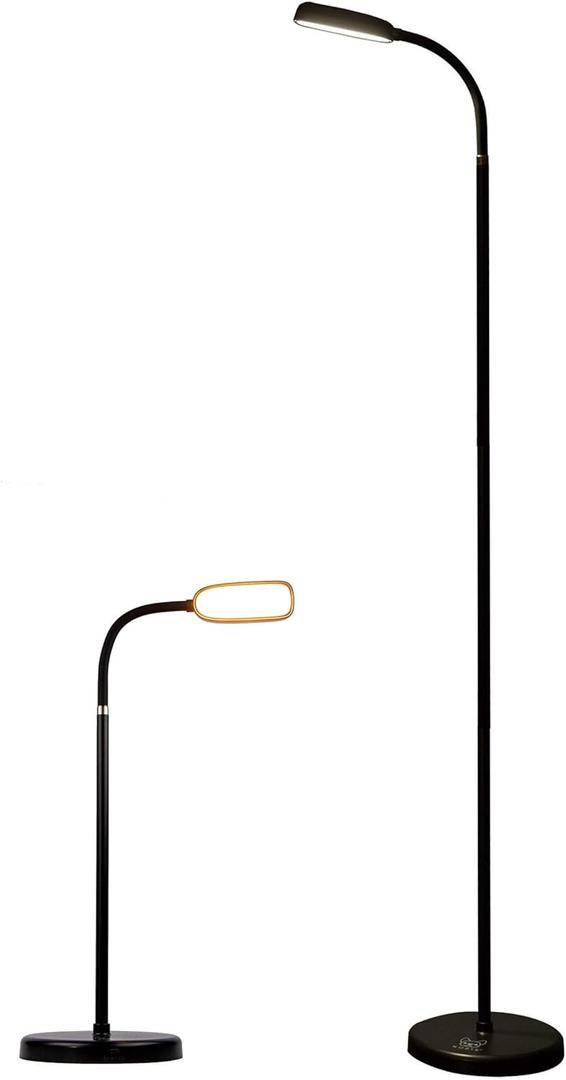 KOZIS Cordless Rechargeable Type-C FlexLamp | 2-in-1 Desk Floor Customizable | 3 Colors Adjustable Gooseneck | Stepless Dimming | Lamp for Piano Craft Bedroom Office Study Reading Camping
