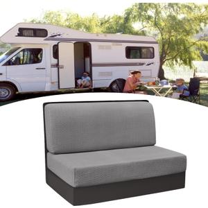 Camper Cushion Covers, 2 Pack Rv Seat Covers Rv Dinette Seat Cover Light Gray, Machine Washable Universal Fit for Camper Seat Covers Dinette Booth