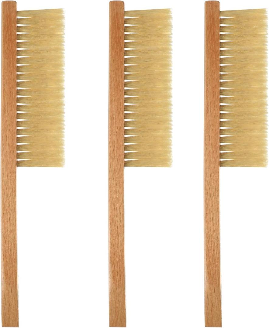 3 Pieces Bee Brush Wooden Handle, Bristles Bee Brush Tool with Wooden Handle
