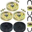 3 Pack 756-04129B Idler Pulley 4.25 with 734-0973, 954-0349 Belt, 954-04122 Belt Replaces Troy Bilt Pulley 753-08171 Idler Pulley Kit, Cub Cadet 756-04129 Idler Pulley, 753-08068