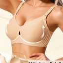 Jelly Wireless Bras for Women Sexy Comfortable Bra Bralettes V Neck No Underwire Bras Push Up Everyday Seamless Bra (Beige, XL)
