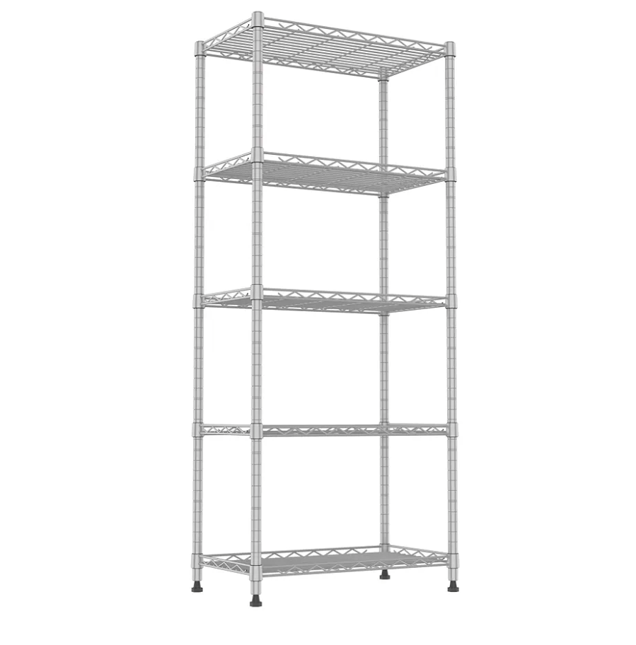 REGILLER 5-Wire Shelving Metal Storage Rack Adjustable Shelves,Standing Storage Shelf Units for Laundry Bathroom Kitchen Pantry Closet(Silver,11.8" D x 21.2" W x 53.5" H)