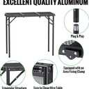 GARLLEN Folding Grill Table, 3-Height Adjustable Lightweight Grill Table with Heat-Resistant Tabletop, Portable Aluminum Camping Table for BBQ, Picnic, Cooking, 35.4" L x 15.7" W, Threaded Install