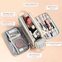 Makeup Bag for Women,Large Capacity Makeup Organizer with Multiple Compartments,Water-Resistant Portable Cosmetic Bag Travel Makeup Pouch,Make up Case Gifts for Mother's Day Women Birthday,White- A