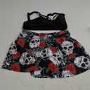 Rosegal Women Plus Size Gothic Tankini Swimsuit Rose Skulls Printed Ruched Two Piece Bathing Suits (Black), Size: Medium Plus