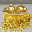 Zoestar Sequin Belly Dance Outfits Sparkly Rave Costume Skirts Tassel Sequin Bra Top Skirt for Women Gold