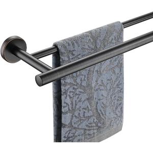 JQK Double Towel Bar, Oil Rubbed Bronze 27 Inch 304 Stainless Steel Thicken 0.8mm Bath Towel Rack for Bathroom, Towel Holder Wall Mount ORB, Useable Length 24 Inch, TB100L24-ORB