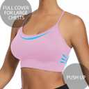 Women's Crossback Mid Impact Sports Bra with Removable Cups - Medium Support, Racerback Design (Blue)