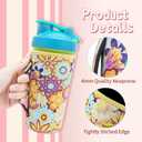 2Pack Reusable Neoprene Insulator Water bottle holder Sleeves with Handle Compatible with 28 oz Blender Bottle, 20oz - 26oz Tumbler Cup(Flower Prints), Fits 28oz Blender