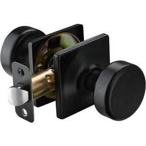 Black Door Knobs with Square Rosette,Pismo Passage Door Knob for Hall & Closet,Non-Locking Interior Door Knobs