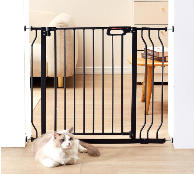 VEVOR Baby Gate, 29.5-37 in Adjustable Width, 30in High Dog Gate, Easy Step Walk Thru, Auto Close, Child Pet Security, with Pressure Mount Kit and Wall Mount Kit, for Stairs Doorways and House, Black
k