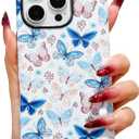 Designed for iPhone 16 Pro Max Phone Case,Cute Butterfly with Shockproof Slim Soft TPU Hard PC Protective Phone Cases Cover for Women Girls Aesthetic-Butterfly