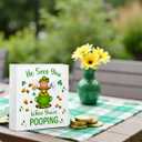 St. Patricks Day Decor Funny He Sees You When You Re Pooping Bathroom Wooden Box Sign,for Bathroom Shelf Washroom Toilet Restroom Shelves Decor 5 x 5 Inches