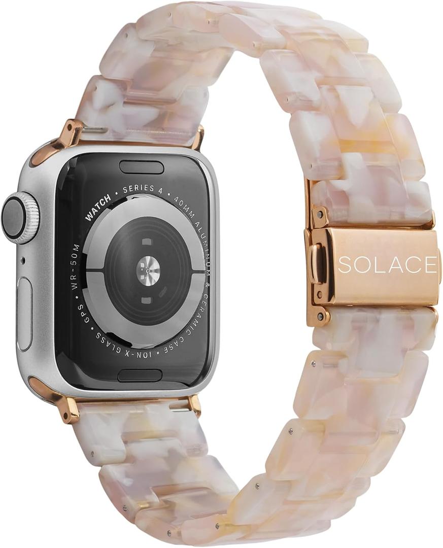 Solace Bands Lightweight Perma Watch Band - Universal Fit for Apple Watch Bands for Women & Men, iWatch Bands for 38mm 40mm 41mm 42mm 44mm 45mm 49mm Ultra, SE, Series 11 10 9 8 7 6 5-1 (Matte Solid)