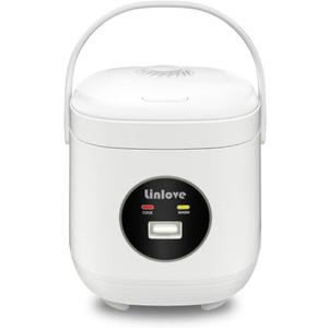 3 Cups Mini Rice Cooker Portable 1.6 Quart Capacity Non-Stick Small Rice Maker, Rice cooker with BPA Free,One Touch & Keep Warm Function,Recipe Book,Food Steamer,White,120V