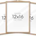 12x16in Oak Wood Picture Frame Set of 3,12"x16" Beige Minimalist Wooden Poster Frames,Natural Solid Wood Picture Frame for Wall Art,Photos,Prints