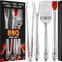 Kaluns BBQ Grilling Accessories, Grilling Gifts for Men Dad, Grill Tools for Outdoor Grill, Heavy Duty Stainless Steel Grill Set with Spatula, Tongs, Fork, Brush, & Grilling Mat, Best BBQ Gifts