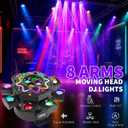 8 Arm Moving Head DJ Lights -200W RGBW LED Party Lights with RG Starlight,6 Strobe Lights, 540° Pan 180° Tilt, DMX512 & Sound Activated Auto Mode - DJ Lights for Parties, KTV, Wedding, Club
