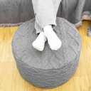 Pouf Ottoman Stuffed 20x20x12 Inches Floor Pouf Plush Fiber Ottoman Foot Rest Under Desk Foot Stool for Living Room Bedroom (Light Gray Pouf with Filler)