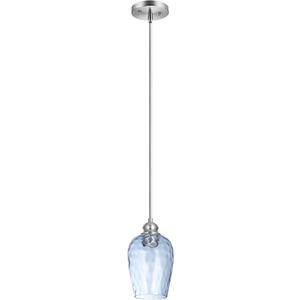 Glass Pendant Lights Kitchen Island, Blue Pendant Light Fixtures with Hand-Blown Clear Glass, Modern Hanging Light for Kitchen Sink Dining Room Bedroom, E26, 1PACK