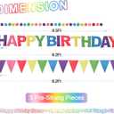 Pre-Strung Happy Birthday Banner & Felt Garland Set - Pastel Birthday Decorations for Women Girls | Reusable Party Supplies for Indoor & Outdoor