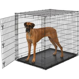Midwest Homes for Pets Ginormous Single Door 54-Inch Dog Crate for XXL Dogs Breeds; Great Dane, Mastiff, St. Bernard, Drop Pin Assembly Requires Two People; Divider Panel Not Included; Black: SL54