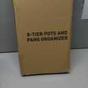 MUDEELA Pots and Pans Organizer Rack under Cabinet 14.55in Height, 8-Tiers Adjustable Pot Rack with 3 DIY Methods, Pot Lid Organizer inside Cabinet for Kitchen Pantry Organization and Storage