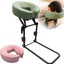 Massage Headrest for Bed with 2 Pillowcases Home Mattress Top Adjustable Massage Table Head Holder for Professional and Home Use with 2 Pack of Removable & Washable Pillowcases (Green & Light Pink)