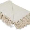 DII Chevron Throw Collection Handloomed Cotton, 50x60, Off-White