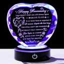 YWHL Wedding Anniversary Crystal Heart Gifts for Couple Parents, Happy Anniversary Marriage Gifts for Wife Husband Him Her Men Women with LED Base Romantic Presents for Girlfriend Boyfriend