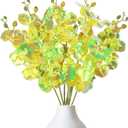 8pcs 24K Galaxy Orchid Artificial Flowers Glass Flowers with Stems Colorful Green Fake Orchid Flowers for Vase Wedding Garden Party Home Table Centerpiece Decor (Green)