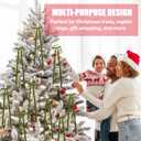 24 Pcs Christmas Olive Green Long Velvet Bow 19.3 Inch Christmas Velvet Bow with Wooden Bead Ornaments Hanging Decor Vintage Xmas Ornaments for Trees Wreaths, Gifts Home Garland Decor Outdoor Indoor