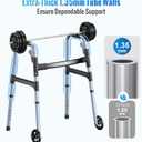 Walkers for Seniors, One-Hand Folding, 8 Height Adjustments, Walkers with Wheels, 2 Skis and 5" Wheels, Lightweight Walker for Seniors, Standard Walkers for Seniors, Aluminum Frame, Frosted Silver