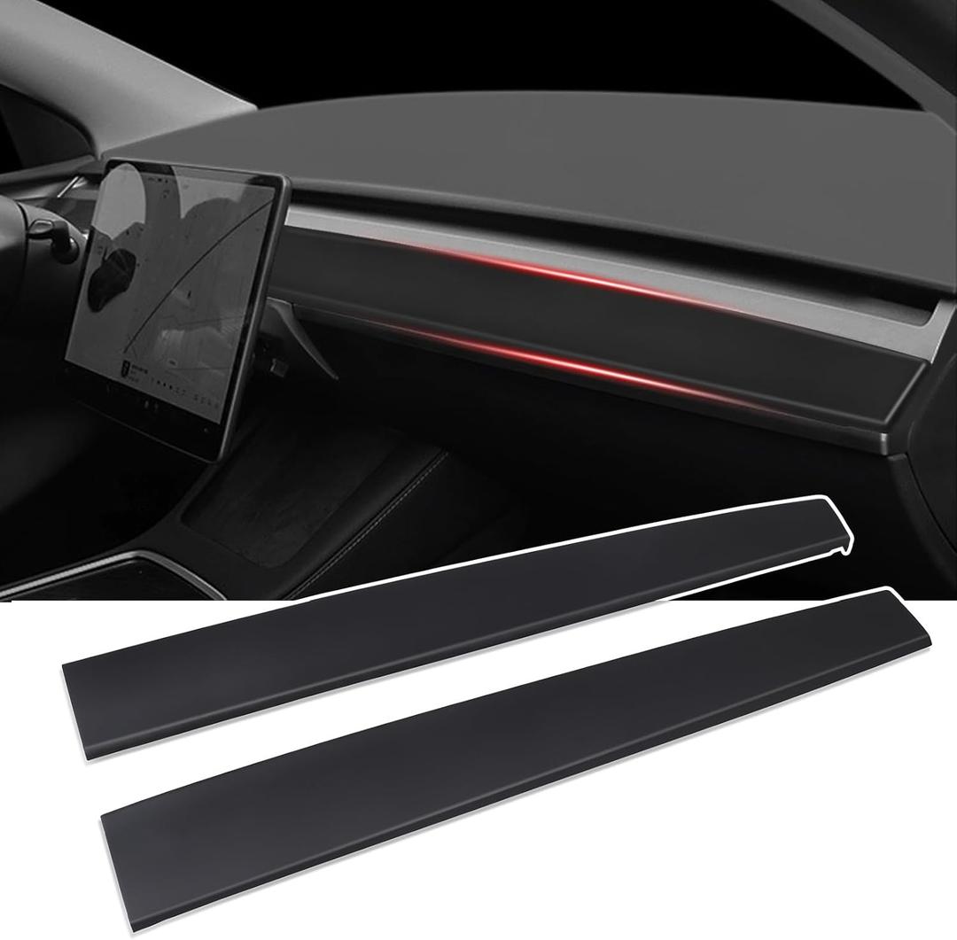 Dashboard Cover Wrap Compatible with Tesla Model 3/ Model Y 2021-2023, ABS Center Console Dashboard Panel Trim Cover Wrap Cap (Matte Black)