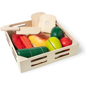 Melissa & Doug Cutting Food - Play Food Set With 25+ Hand-Painted Wooden Pieces, Knife, and Cutting Board