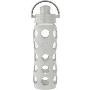 Lifefactory 16-Ounce Glass Water Bottle with Active Flip Cap and Protective Silicone Sleeve, Stone Gray