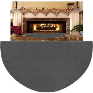 63x37 Extra Large Half Round Fireproof Fireplace Mat Hearth Area Rug - Fire Retardant Fiberglass Carpet - Fire Flame Resistant Floor Covering Protection Pad Non-Slip Floor Protector