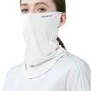 PROUDDEMON UPF 50+ Washable Face Mask for Women & Men  Ice Silk Cooling Full Face Sun Protection Breathable Neck Gaiter (White)