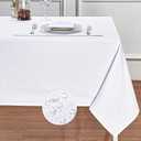 Rectangle Table Cloth Linen Farmhouse Stainproof Waterproof Washable Polyester Oblong Rectangular Fabric Table Cover for Kitchen Dining Dinner (White, 60 X 120 Inch)