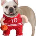 DELIFUR Dog Basketball Player Costume - Pet Halloween Costume Adjustable Funny Dress Up Sports Outfit Cosplay Clothes for Small Medium Dog (Red Basketball, Large)